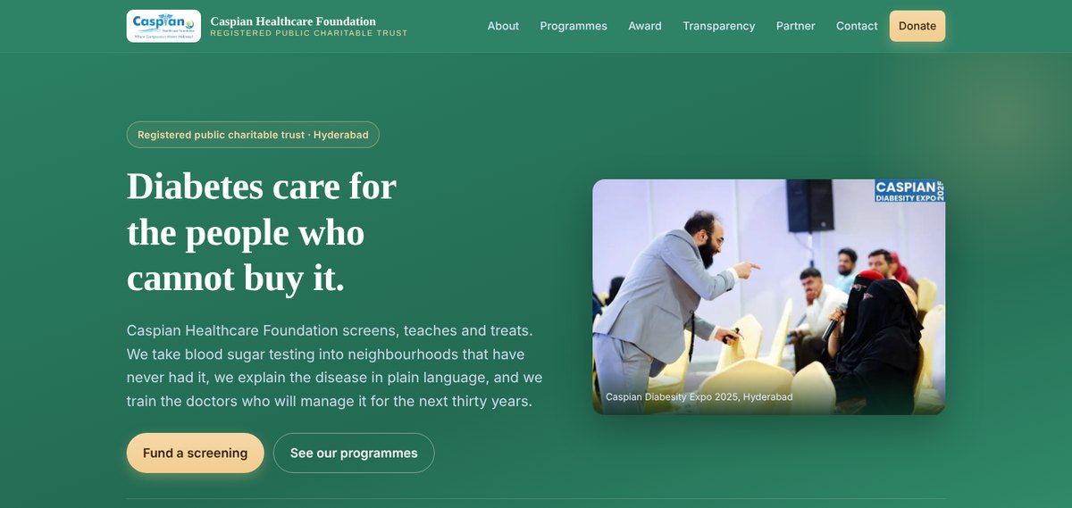 Homepage of caspianfoundation.in: Diabetes care for the people who cannot buy it.