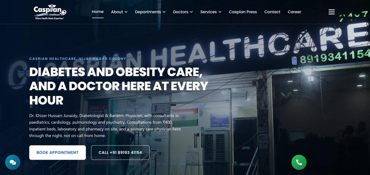 Homepage of caspianhealthcare.in